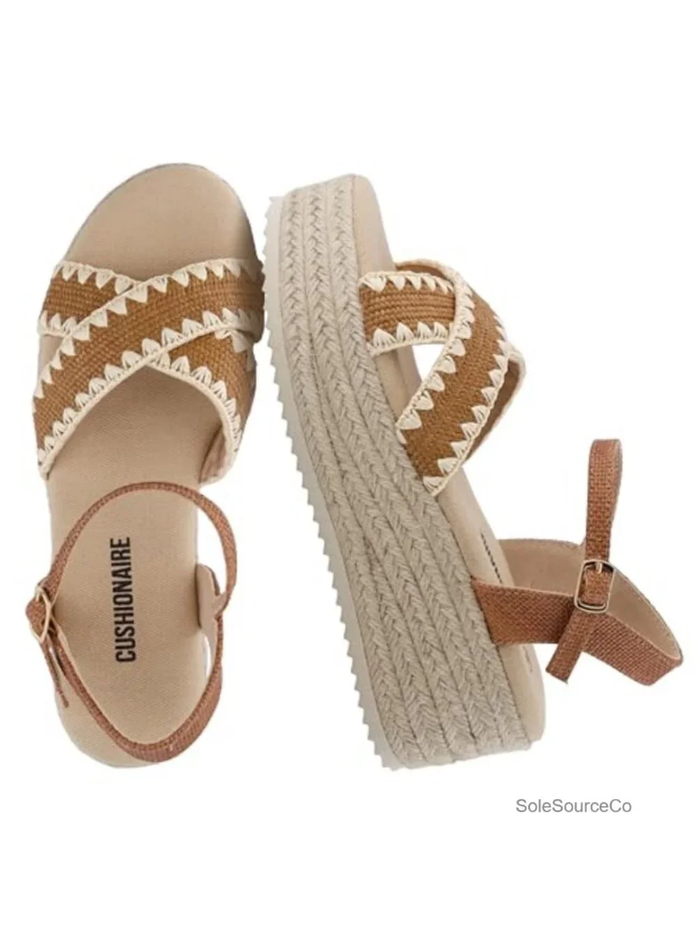 Women's Raffia Espadrille Platform Sandals Adjustable Ankle Strap